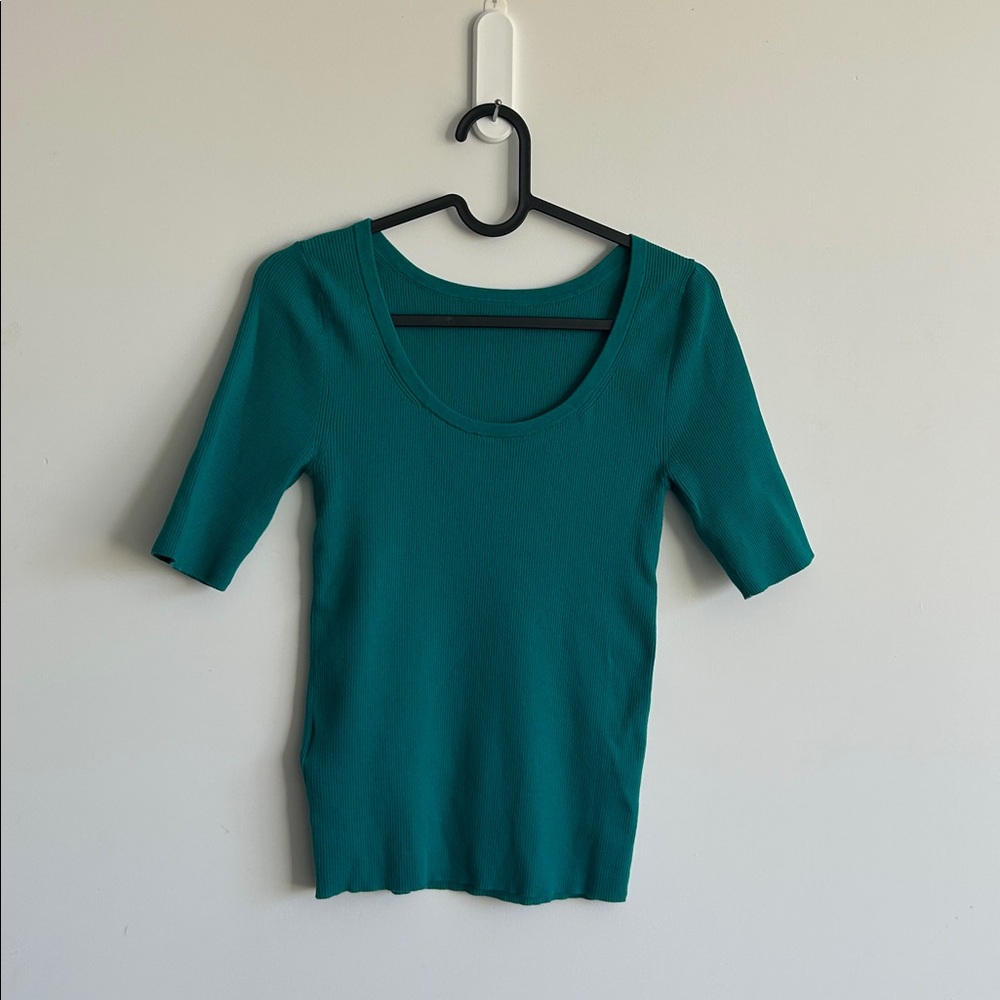 Banana Republic Teal Two-Way Knit Top Size Small
